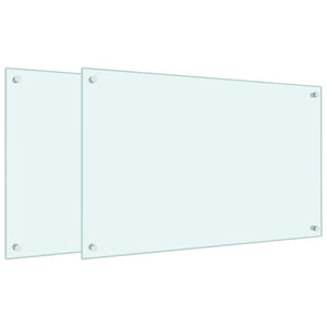 Paraschizzi per Cucina 2 pz Bianchi 80x50 cm in Vetro Temperato 3315787