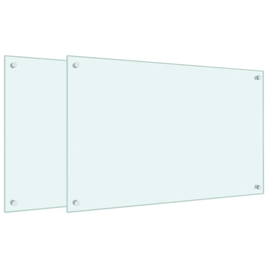 Paraschizzi per Cucina 2 pz Bianchi 80x50 cm in Vetro Temperato 3315787