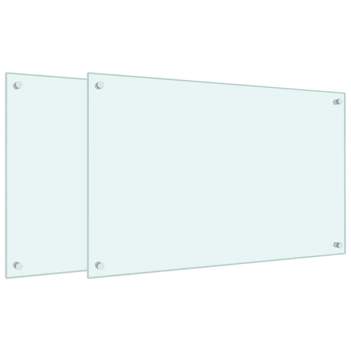 Paraschizzi per Cucina 2 pz Bianchi 80x50 cm in Vetro Temperato 3315787