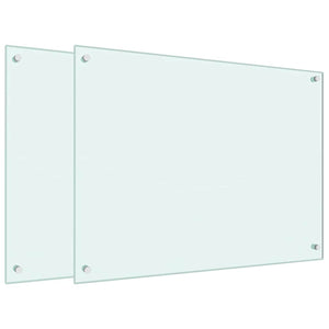 vidaXL Paraschizzi per Cucina 2 pz Bianchi 80x60 cm in Vetro Temperato