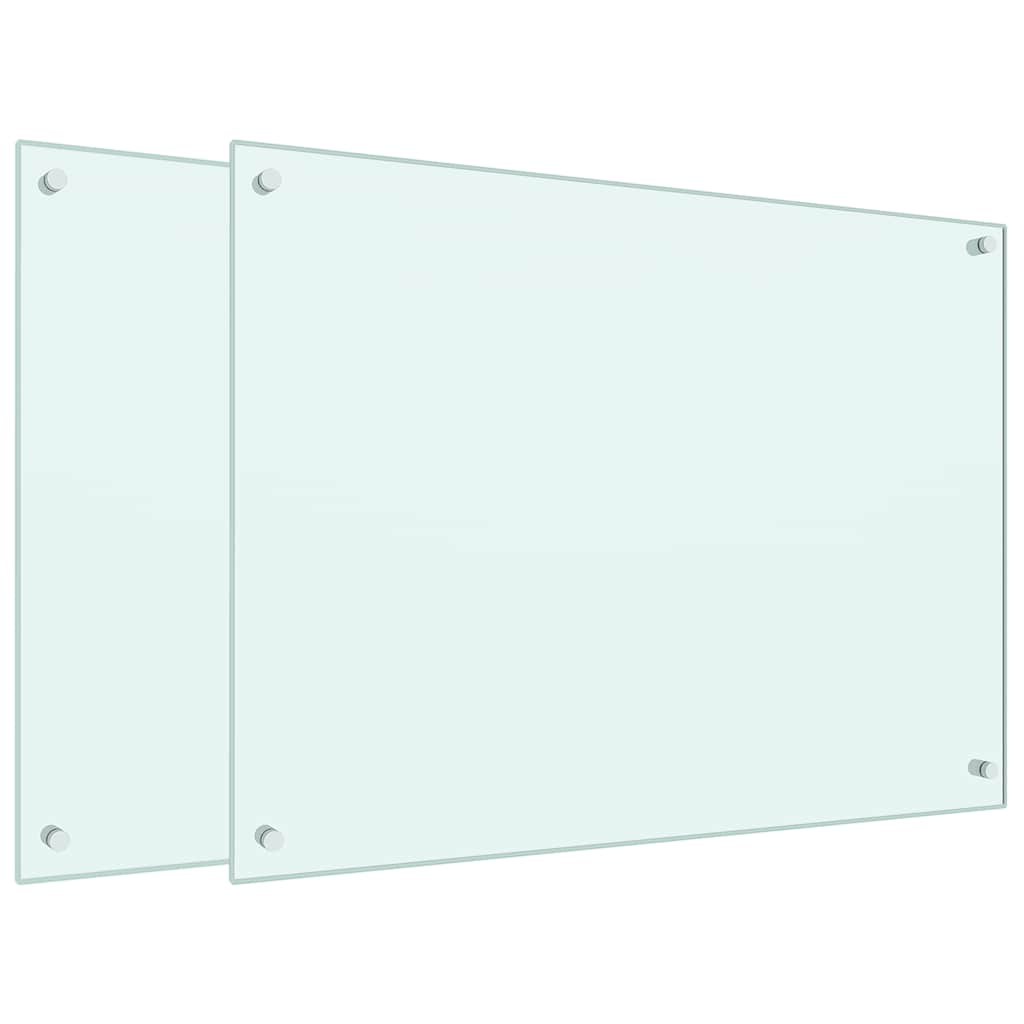 Paraschizzi per Cucina 2 pz Bianchi 80x60 cm in Vetro Temperato 3315788