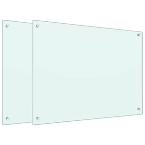 Paraschizzi per Cucina 2 pz Bianchi 80x60 cm in Vetro Temperato 3315788