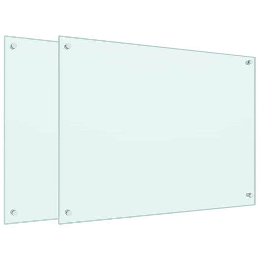 Paraschizzi per Cucina 2 pz Bianchi 80x60 cm in Vetro Temperato 3315788