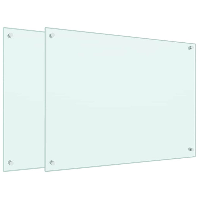 Paraschizzi per Cucina 2 pz Bianchi 80x60 cm in Vetro Temperato 3315788