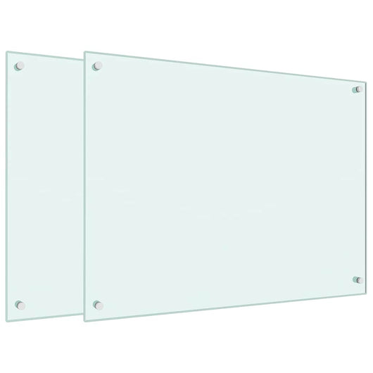 Paraschizzi per Cucina 2 pz-Set di 2 Protezione parete cucina Bianchi 80x60 cm in Vetro Temperato