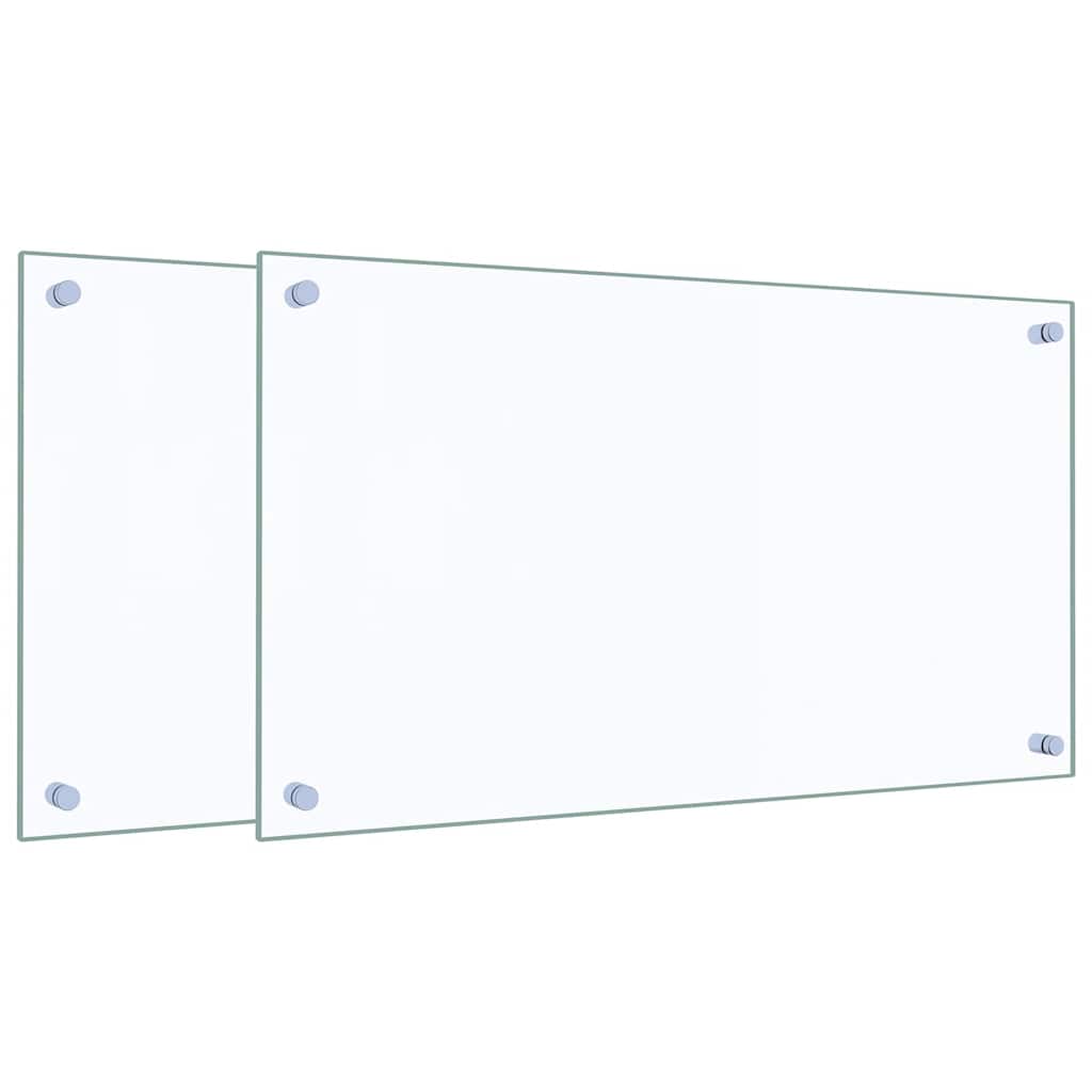 Paraschizzi per Cucina 2 pz Trasparente 70x40cm Vetro Temperato 3315789