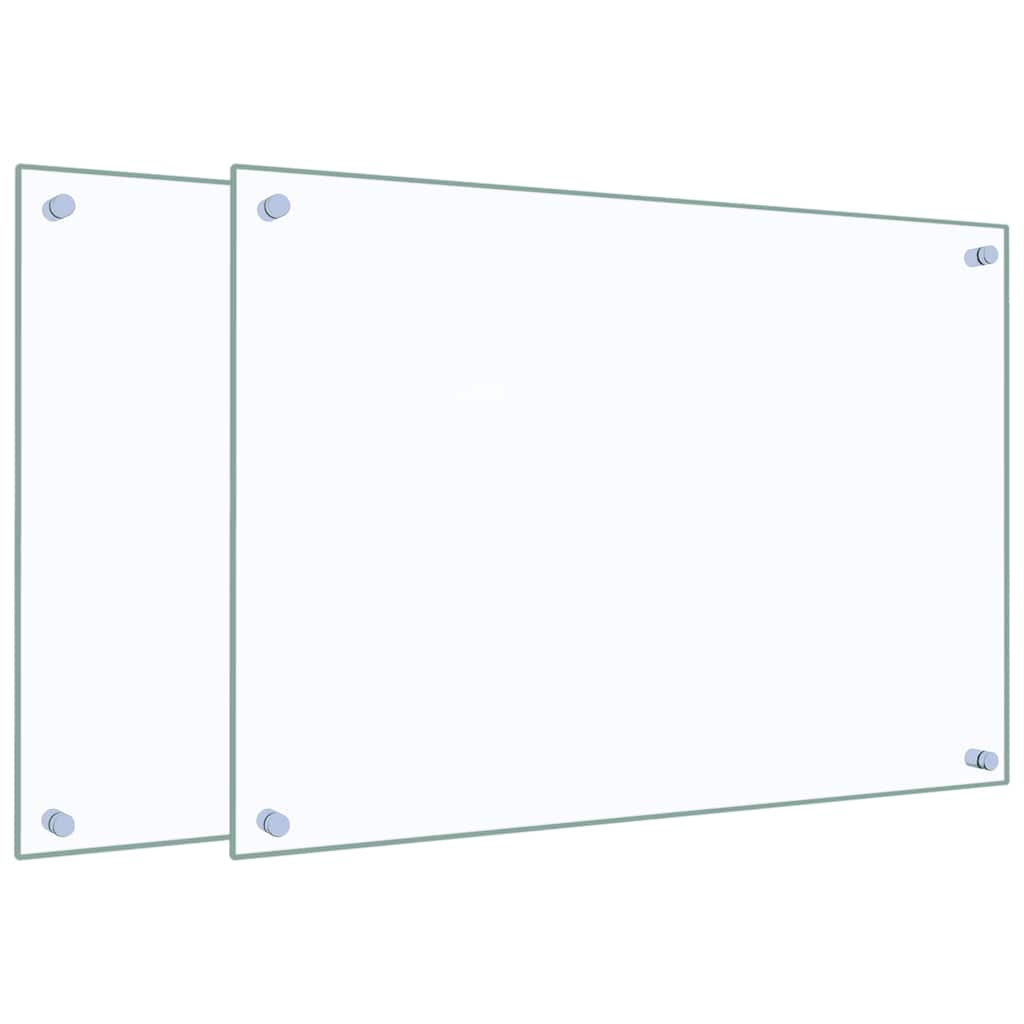 Paraschizzi per Cucina 2 pz-Set di 2 Protezione parete cucina Trasparente 70x50cm Vetro Temperato
