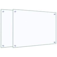 Paraschizzi per Cucina 2 pz-Set di 2 Protezione parete cucina Trasparente 70x50cm Vetro Temperato