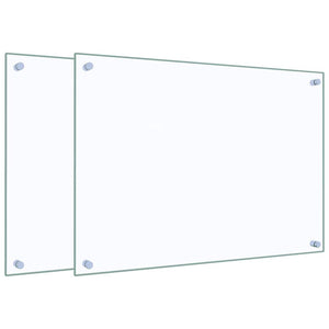 Paraschizzi per Cucina 2 pz-Set di 2 Protezione parete cucina Trasparente 70x50cm Vetro Temperato