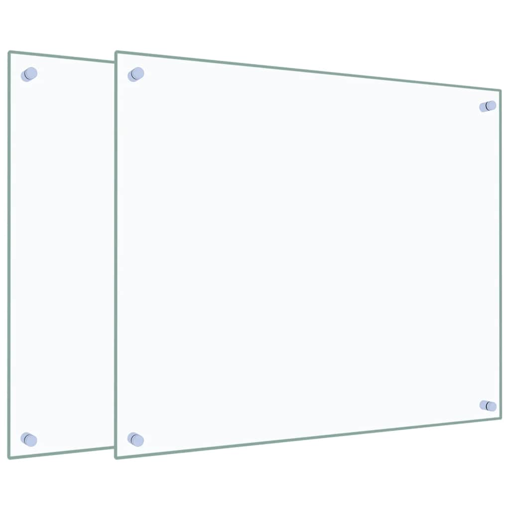 Paraschizzi per Cucina 2 pz Trasparente 70x60cm Vetro Temperato