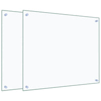 Paraschizzi per Cucina 2 pz-Set di 2 Protezione parete cucina Trasparente 70x60cm Vetro Temperato
