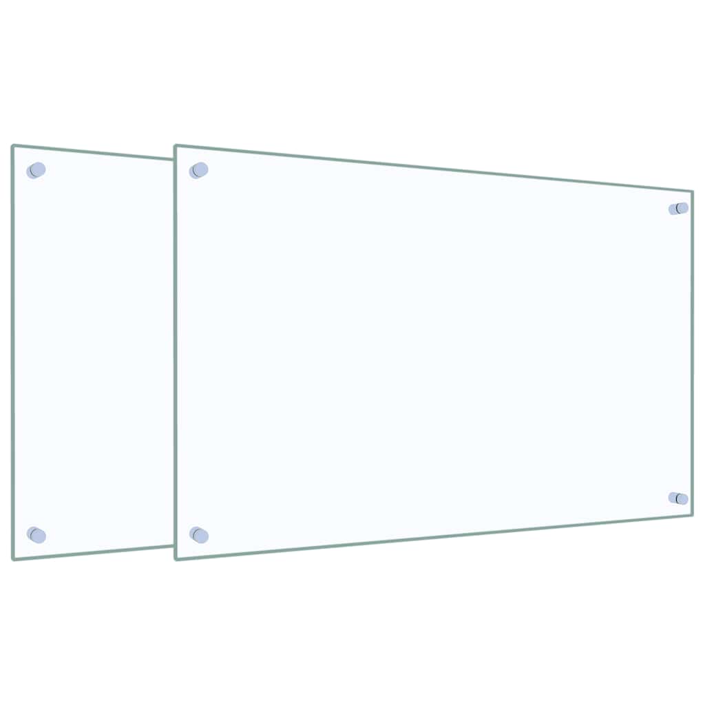 Paraschizzi per Cucina 2 pz Trasparente 80x50cm Vetro Temperato 3315793