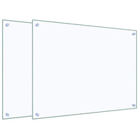 vidaXL Paraschizzi per Cucina 2 pz Trasparente 80x60cm Vetro Temperato