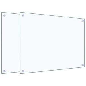 vidaXL Paraschizzi per Cucina 2 pz Trasparente 80x60cm Vetro Temperato