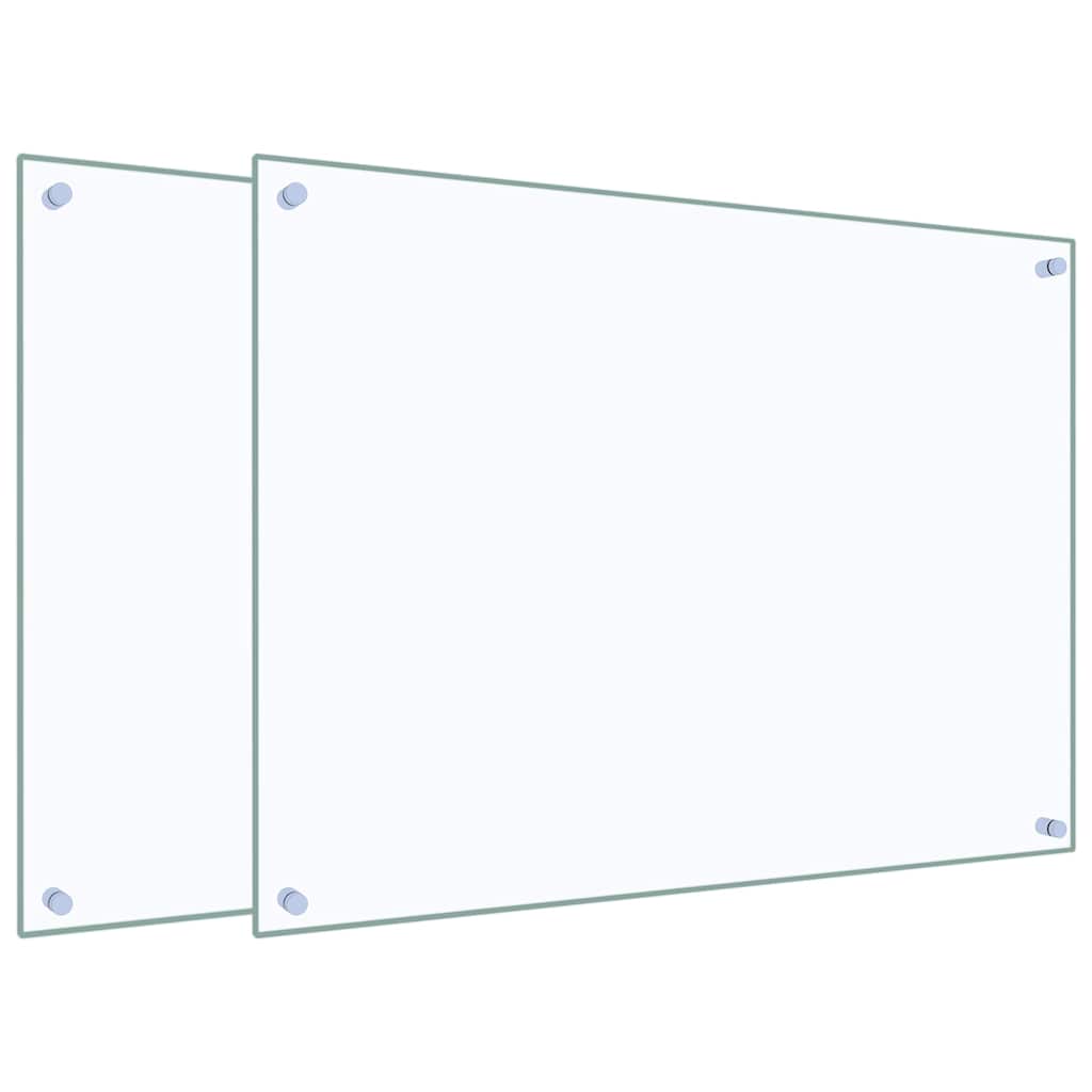 Paraschizzi per Cucina 2 pz Trasparente 80x60cm Vetro Temperato 3315794