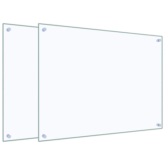 Paraschizzi per Cucina 2 pz-Set di 2 Protezione parete cucina Trasparente 80x60cm Vetro Temperato
