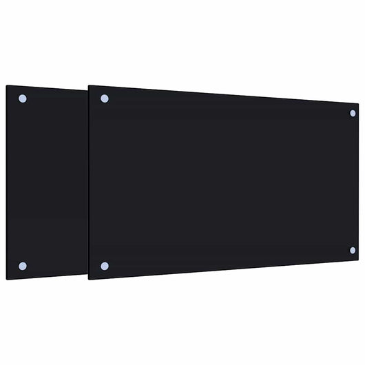 vidaXL Paraschizzi per Cucina 2 pz Neri 70x40 cm in Vetro Temperato