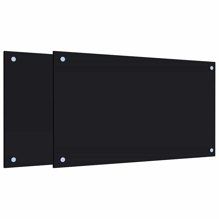 vidaXL Paraschizzi per Cucina 2 pz Neri 70x40 cm in Vetro Temperato