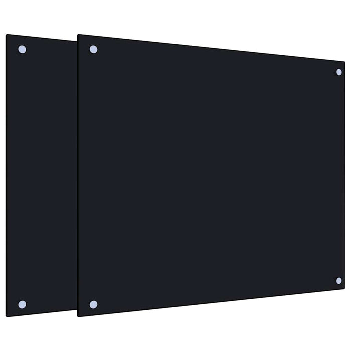 vidaXL Paraschizzi per Cucina 2 pz Neri 70x60 cm in Vetro Temperato