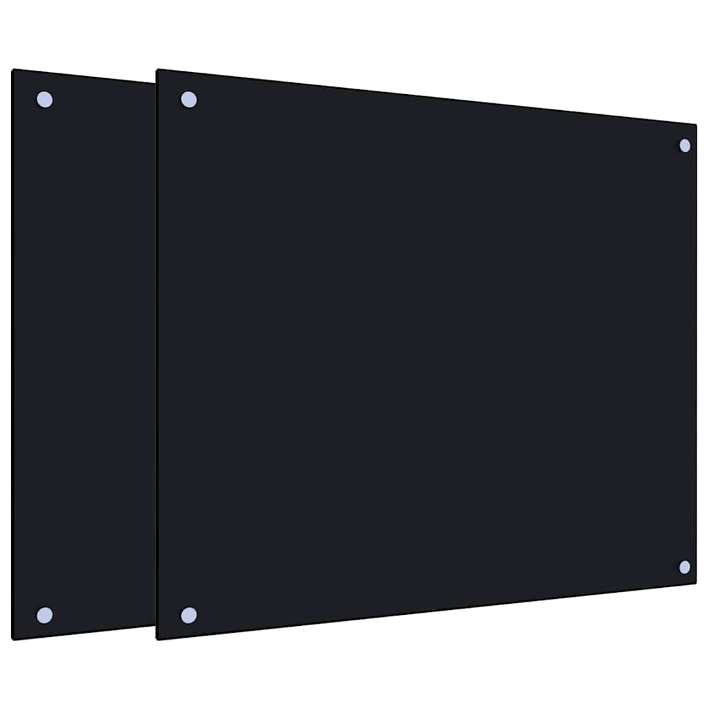 Paraschizzi per Cucina 2 pz-Set di 2 Protezione parete cucina Neri 70x60 cm in Vetro Temperato