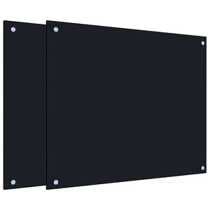 Paraschizzi per Cucina 2 pz-Set di 2 Protezione parete cucina Neri 70x60 cm in Vetro Temperato