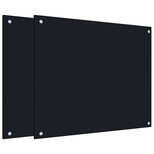 Paraschizzi per Cucina 2 pz-Set di 2 Protezione parete cucina Neri 70x60 cm in Vetro Temperato