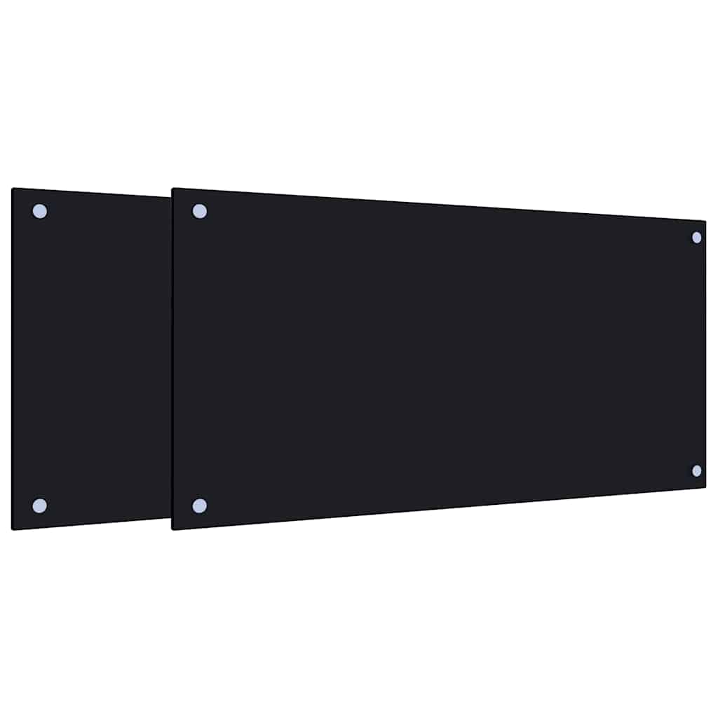 Paraschizzi per Cucina 2 pz Neri 80x40 cm in Vetro Temperato