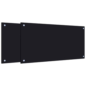 Paraschizzi per Cucina 2 pz Neri 80x40 cm in Vetro Temperato 3315798
