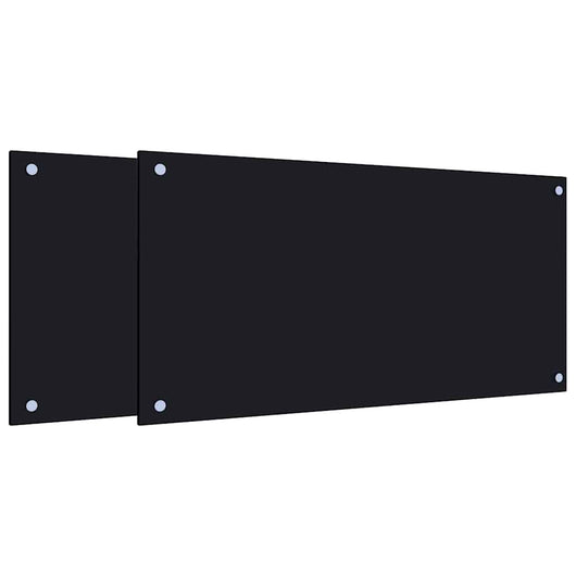 Paraschizzi per Cucina 2 pz Neri 80x40 cm in Vetro Temperato 3315798