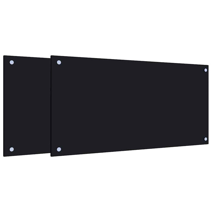 Paraschizzi per Cucina 2 pz Neri 80x40 cm in Vetro Temperato 3315798