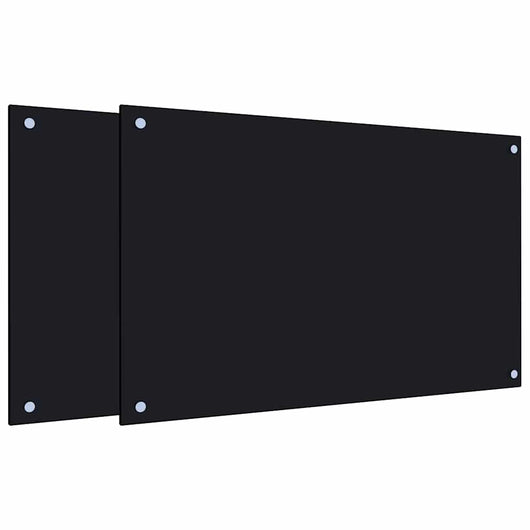 Paraschizzi per Cucina 2 pz Neri 80x50 cm in Vetro Temperato 3315799