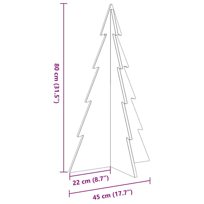 Albero di Natale Decorativo Bianco 80 cm Legno Massello di Pino 858169