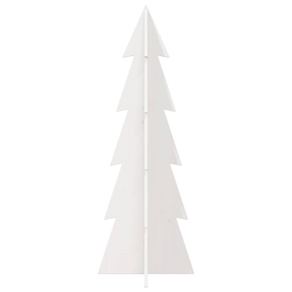 Albero di Natale Decorativo Bianco 112 cm Legno Massello Pino 858172