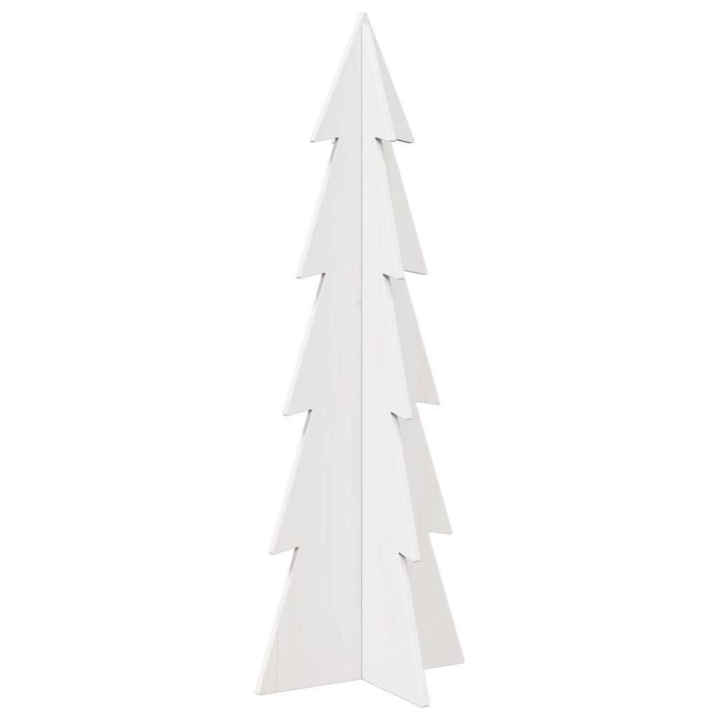 Albero di Natale Decorativo Bianco 112 cm Legno Massello Pino 858172