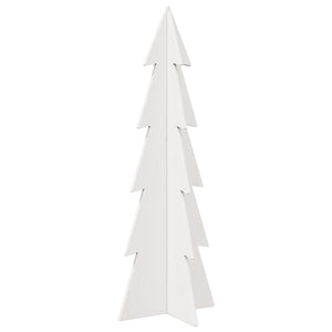 Albero di Natale Decorativo Bianco 112 cm Legno Massello Pino 858172