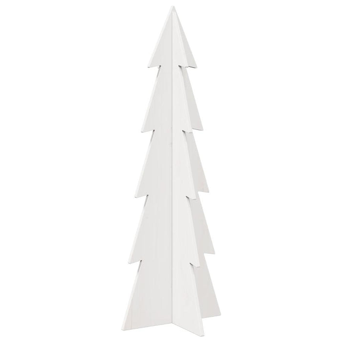 Albero di Natale Decorativo Bianco 112 cm Legno Massello Pino 858172