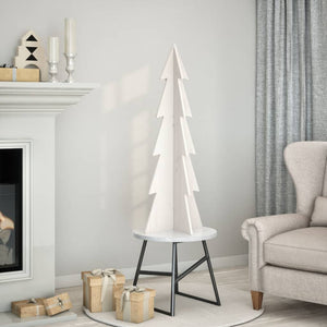 Albero di Natale Decorativo Bianco 112 cm Legno Massello Pino 858172