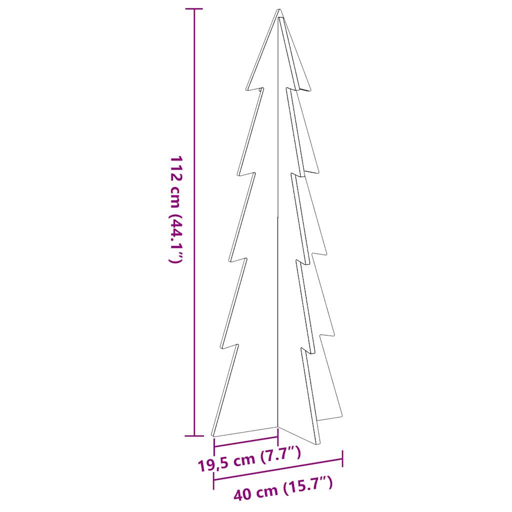 Albero di Natale Marrone Cera 112 cm in Legno Massello di Pino 858173