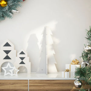 Albero di Natale Decorativo Bianco 49 cm Legno Massello di Pino 858175