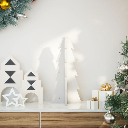 Albero di Natale Decorativo Bianco 49 cm Legno Massello di Pino 858175