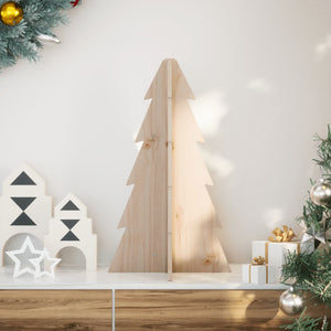 Albero di Natale Decorativo in Legno 69,5cm Legno Massello Pino 858177