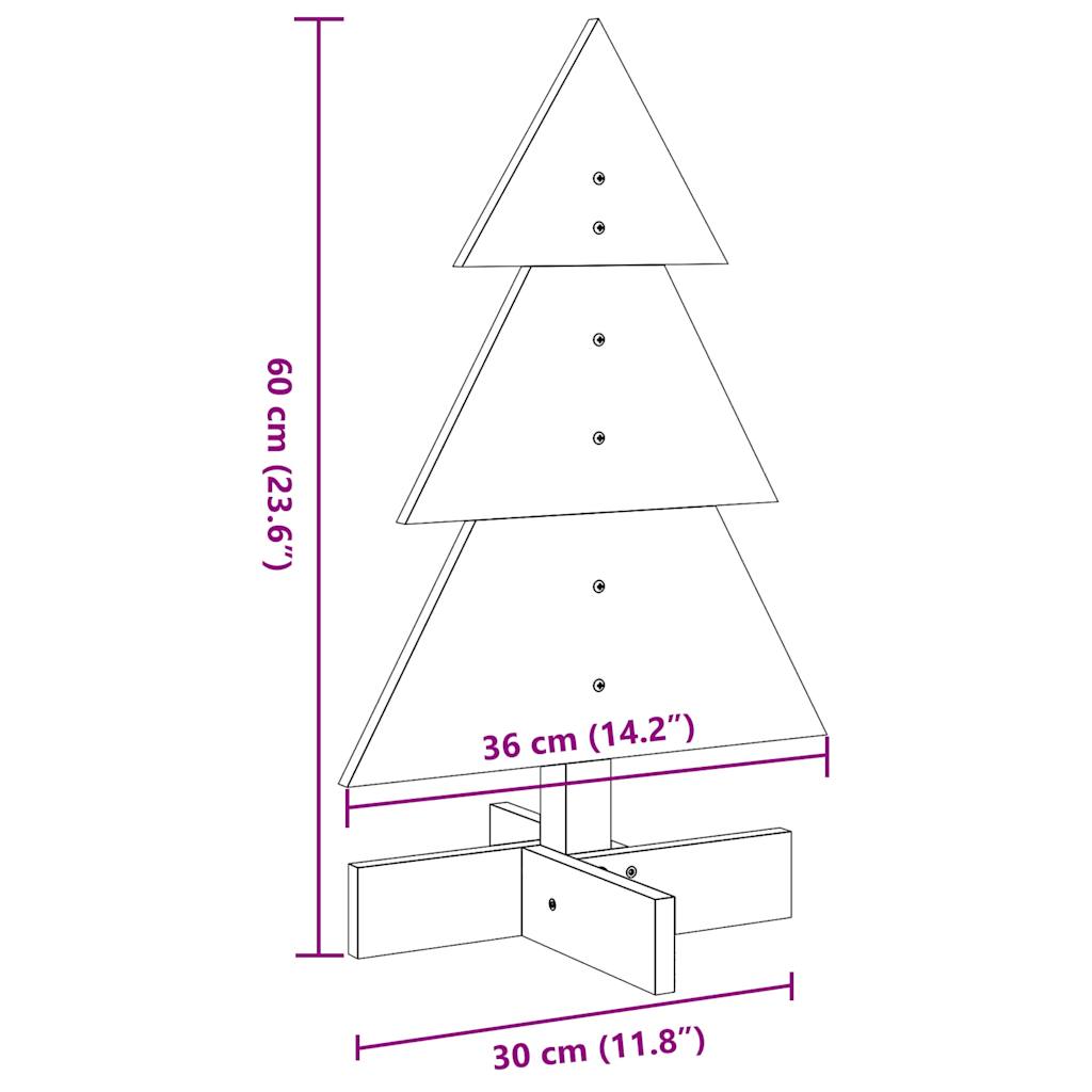 vidaXL Albero di Natale Decorativo Bianco 60 cm Legno Massello di Pino