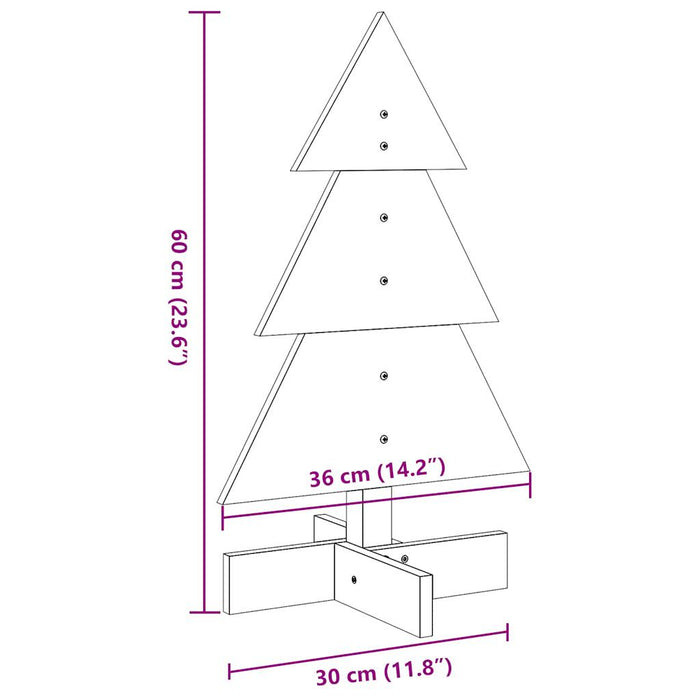 Albero di Natale Marrone Cera 60 cm in Legno Massello di Pino 858182