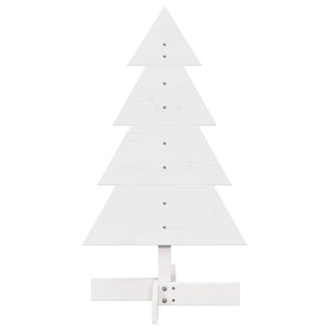 Albero di Natale Decorativo Bianco 80 cm Legno Massello di Pino