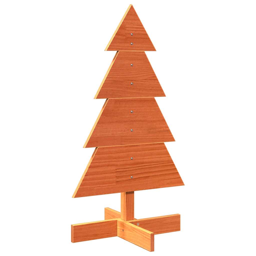Albero di Natale Marrone Cera 80 cm in Legno Massello di Pino 858185