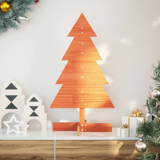 Albero di Natale Marrone Cera 80 cm in Legno Massello di Pino 858185