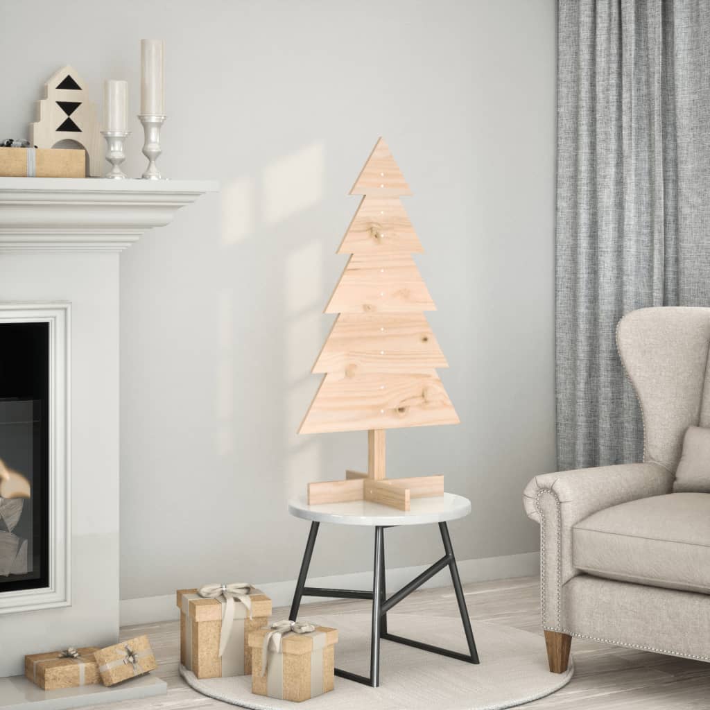 Albero di Natale Decorativo in Legno 100 cm Legno Massello Pino 858186