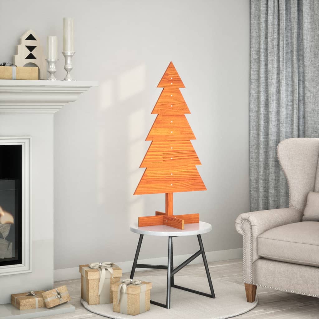 vidaXL Albero di Natale Marrone Cera 100 cm in Legno Massello di Pino