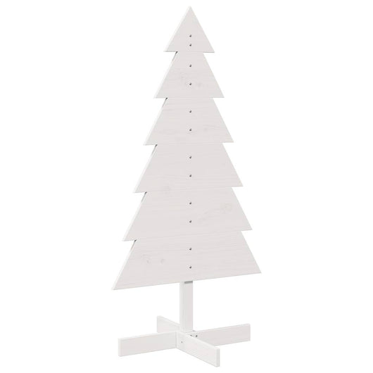 Albero di Natale Decorativo-Decorazioni natalizie Bianco 120cm Legno Massello di Pino