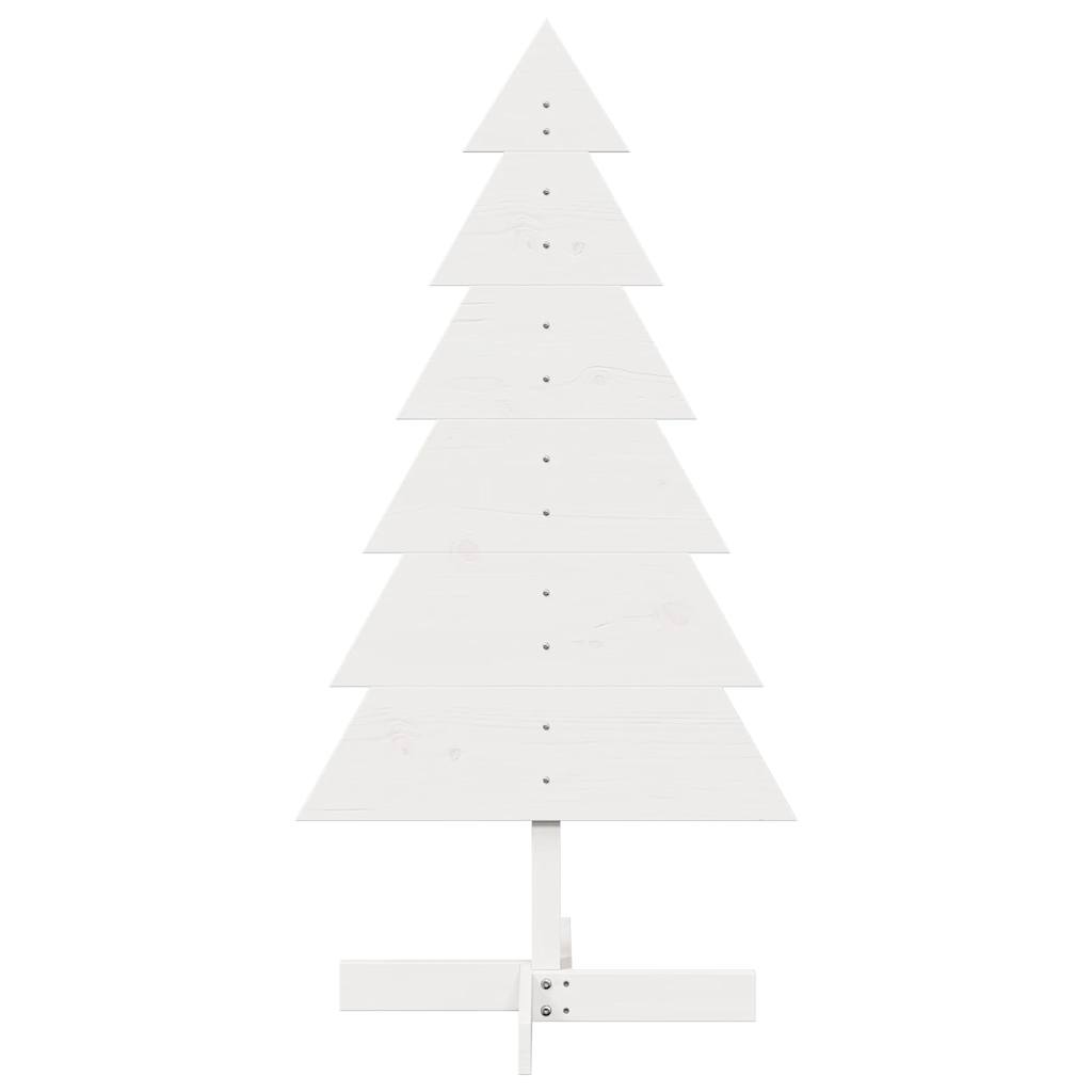 Albero di Natale Decorativo Bianco 120cm Legno Massello di Pino 858190